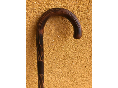 Bastón antiguo madera punta metal piramidal