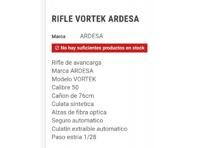 Vortek Ardesa rifle avancarga cal 50